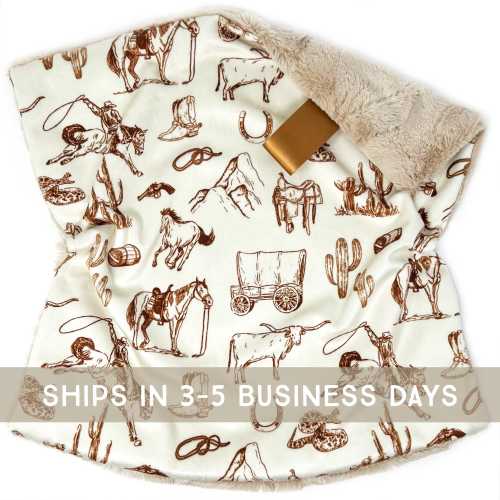 Lovey: Brown on Buff Cowboy Toile de Jouy. Rodeo Lovey. Western Lovey. Cowboy Lovey. Rodeo. Snake. Boy. Minky. Lovie. Cream. Baby Gift. PYO.