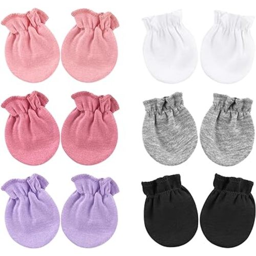 BQUBO Newborn Infant Toddler Mittens No Scratch Cotton Elastic Wrist Gloves Hypoallergenic for 0-6 Months Baby Boys Girls