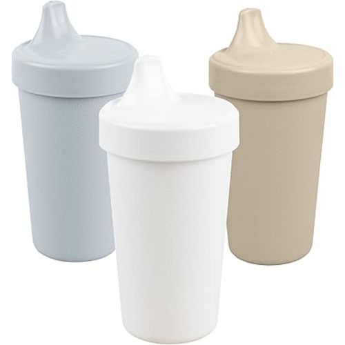 Re-Play Made in USA 10 Oz. Sippy Cups for Toddlers, Set of 3 - Reusable Spill Proof Cups for Kids, Dishwasher/Microwave Safe - Hard Spout Sippy Cups for Toddlers 3.13 x 6.25, Seashell