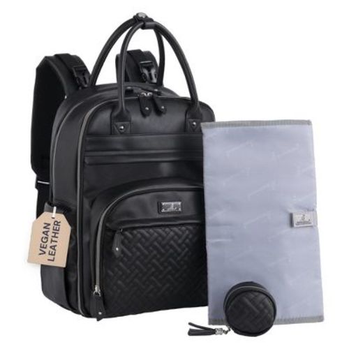 BabbleRoo Premium Vegan Leather Diaper Bag Backpack, Travel Backpack, Spacious & Stylish Nappy Organizer