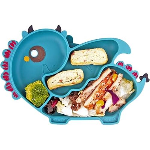 Qshare Toddler Plates,Silicone Baby Plates,Baby Suction Plates,Suction Plate Feature,Children Divided Plate,Christmas Toddler Plate Microwave & Dishwasher Safe