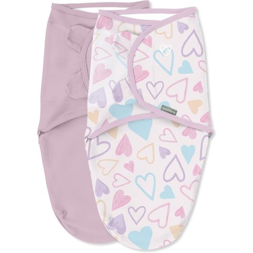 SwaddleMe by Ingenuity Original Swaddle, 100% Cotton, Improves Sleep & Calms Startle Reflex, 0-3 Months, 1.0 TOG, 2-Pack, Baby Swaddle Blanket - I Heart You