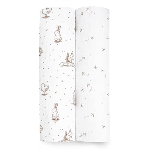 aden + anais Silky Soft Swaddle Blanket, Boutique Muslin Blankets for Girls & Boys, Baby Receiving Swaddles, Ideal Newborn & Infant Swaddling Set, Perfect Shower Gifts, 2 Pack, Healing Nature