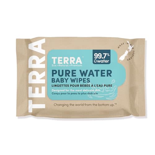 Terra Bamboo Baby Wipes TRAVEL PACK: Pure Water Wipes, 99.7% Pure New Zealand Water, 100% Biodegradable Bamboo Fiber, 0% Plastic, Unscented Baby Wipes for Sensitive Skin, 1 TRAVEL PACK of 24 Wipes