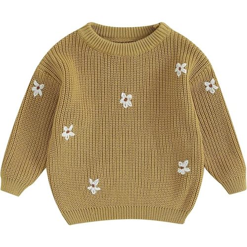 Mubineo Baby Girl Winter Clothes Cute Flower Sweater Crewneck Pullover Long Sleeve Knit Newborn Infant Sweaters