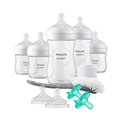 Philips AVENT Natural Baby Bottle with Natural Response Nipple, Newborn Baby Gift Set, SCD838/02 - Clear