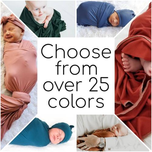 Solid color swaddle blanket, stretchy, swaddle set, hat, headband, no scratch mittens, hospital, baby gift, newborn photo prop, boy, girl