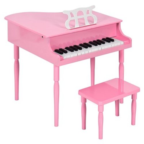Best Choice Products Kids Classic 30-Key Mini Piano w/ Lid, Bench, Folding Music Rack, Song Book, Stickers - Pink