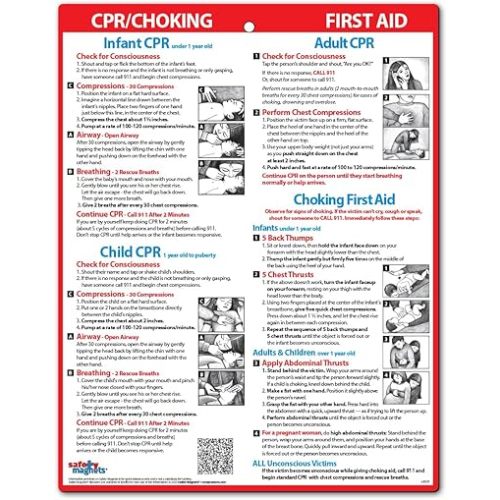 Safety Magnets by ZOCO – CPR & Choking Fridge Magnet – First Aid Instructions for Infants, Children, & Adults – Heimlich Maneuver Laminated Card 8.5" x 11"