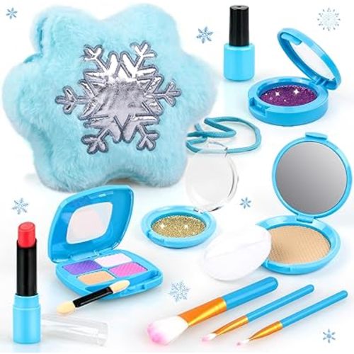 Pretend Makeup Kit for Toddlers 3-5, Kids Play Makeup Set for Girls 3-4 4-6, Frozen Toddler Fake Make Up Toys with Purse, Princess Birthday Gift for Little Girls 3 4 5 6 Year Old