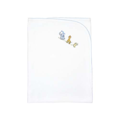 Pima Cotton Baby Animals Blanket | White, Baby Boy