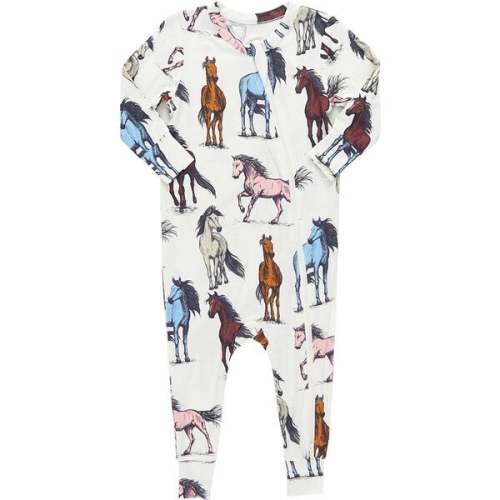 Baby Bamboo Romper, Multi Horses
