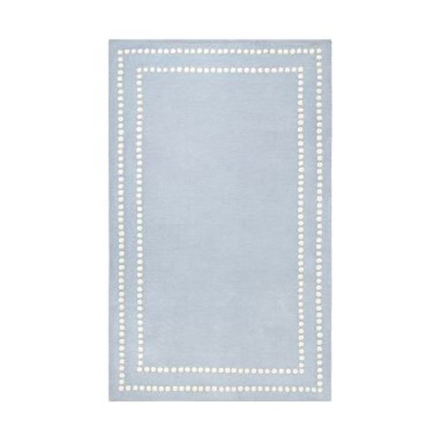 Custom Pearl Dot Border Wool Rug, 4x6, Chambay Blue