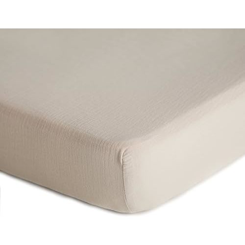 mushie Extra Soft Muslin Fitted Crib Sheet | 192 Thread Count | 28"x 52" (Fog)