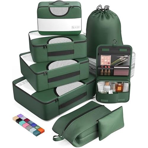 Veken 8 Set Packing Cubes for Suitcases, Travel Bag Organizers for Carry on Luggage, Suitcase Organizer Bags Set for Travel Essentials Travel Accessories in 4 Sizes(Extra Large, Large, Medium, Small)