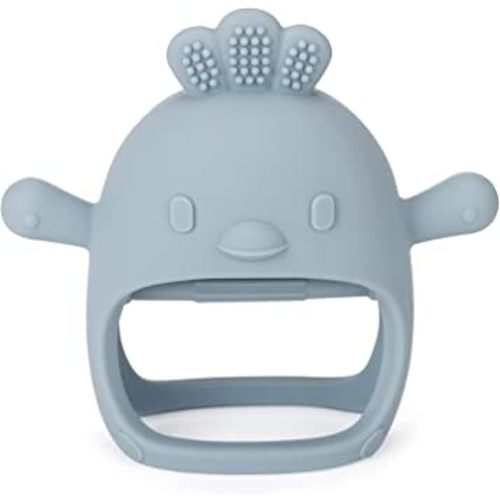 Socub Silicone Baby Teether Toy for Infants 3+ Months, BPA Free Anti-Drop Silicone Mitten Teething Toy for Soothing Sore Gums, Baby Chew Toys for Sucking Needs, Dusty Blue