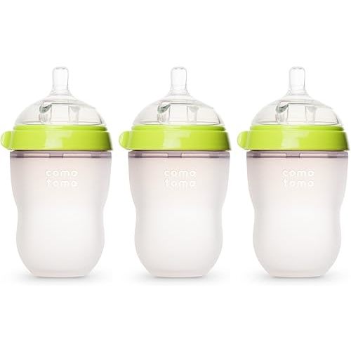 Comotomo Natural Feel 8 Ounce Baby Bottle 3 Pack - Green