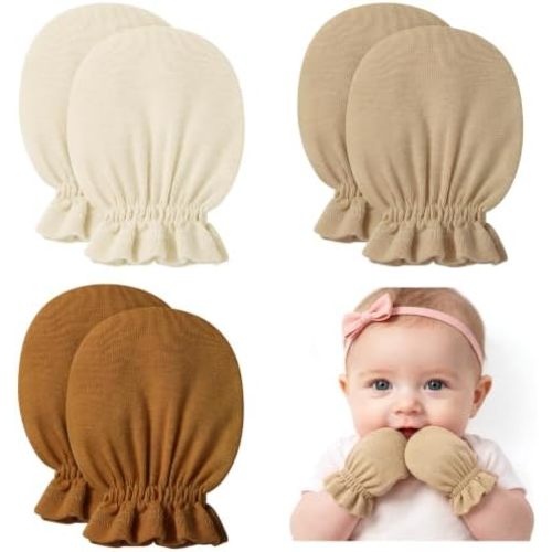 Pro Goleem Newborn Baby Mittens 100% Cotton No Scratch Soft Breathable Gloves for Boys&Girls 0-6 Months Baby Essentials
