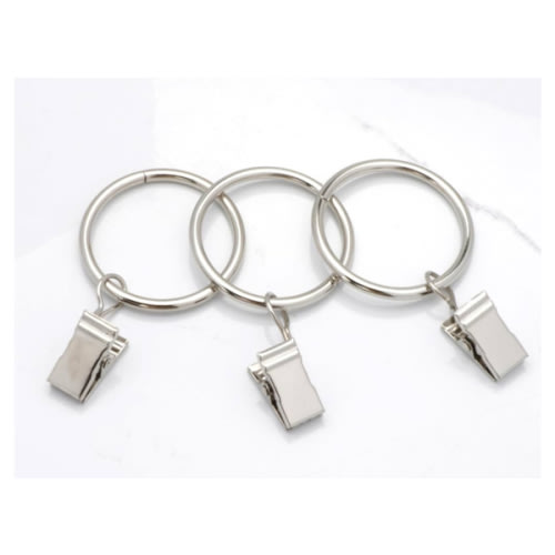 40 Pack Metal Curtain Rings with Clips, Drapery Clips with Rings, Curtain Hangers Clips, Drapes Rings 1.26 inch Interior Diameter, Silver