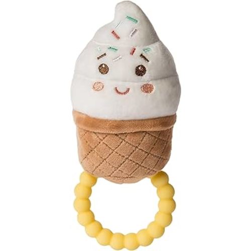 Mary Meyer Sweet Soothie Soft Baby Rattle with Teether Ring, Ice Cream