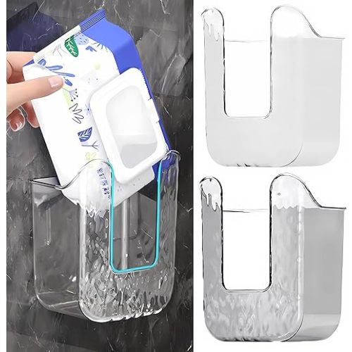Flushable Wipes Dispenser, Wipe Dispenser For Bathroom,Wipes Dispenser Wall Mounted, Tissue Box Holder Wipes Dispenser For Kitchen Bathroom (Grey+White)