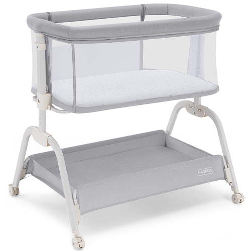 HARPPA, Baby Bassinet Bedside Sleeper, 6 Height Adjustable, Grey