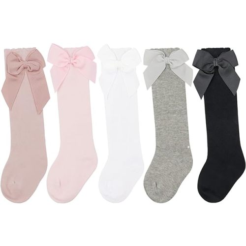 DRESHOW BQUBO Baby Knee High Sock Toddler Girl Dress Socks Baby Knit Stocking Cotton Infant Girls Socks