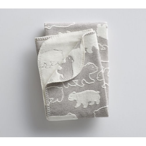 Polar Bear Fuzzy Baby Blanket - Grey Polar Bear