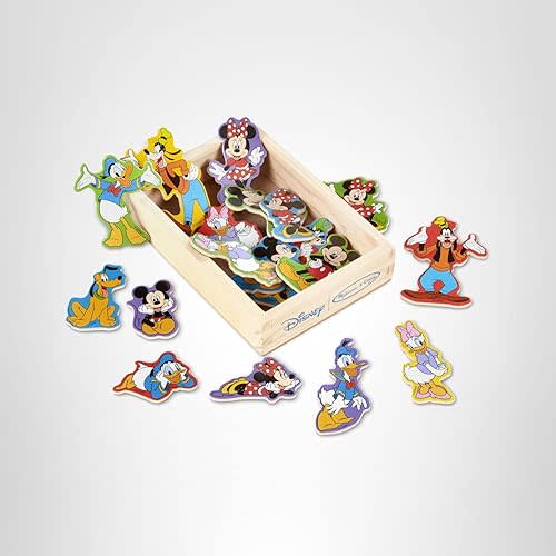 Melissa & Doug Disney Mickey Mouse Wooden Character Magnets (20 pcs) Toys for Disney Fans, Mickey Mouse Fridge Magnets, Pretend Play & Toddler Toys for Kids Ages 2+