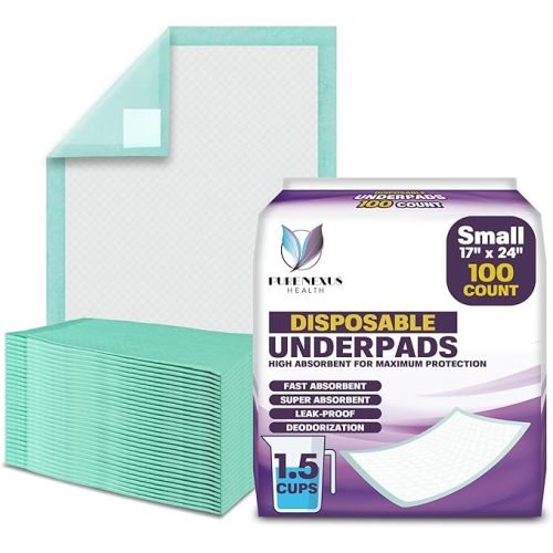 Disposable Underpads 17" x 24", 100 Count – Super Absorbent Incontinence Bed Pads, Waterproof Pee Pads, Chux, Soaker Pads for Baby Changing, Kids, Adults & Elderly, Mattress Protector