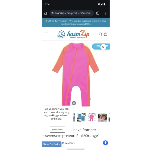 Sunsuit - Long Sleeve Romper Swimsuit | "Neon Pink/Orange"