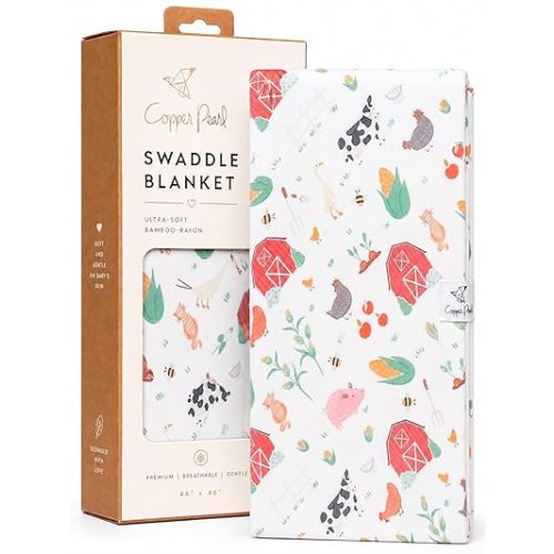 Copper Pearl Swaddle Blankets for Newborns | Soft Stretchy Receiving Blankets for Boys and Girls | Large 46 x 46 Inch Baby Blankets | Lightweight and Breathable Swaddles | Farmstead