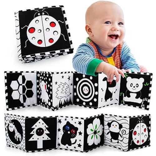teytoy Black and White High Contrast Sensory Baby Toys Baby Soft Book for Early Education, Infant Tummy Time Toys, Three-Dimensional Can Be Bitten and Tear Not Rotten Paper Newborn Toys (Ladybug)
