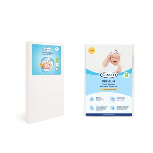 Graco Premium Crib Mattress & Protector Value Bundle (1-Pack) Includes GREENGUARD Gold Certified Crib & Toddler Mattress, GREENGUARD Gold Certified Waterproof Protector