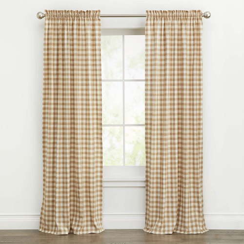 Farmhouse Curtains, Buffalo Plaid Drapes, Classic Country Plaid Gingham Checkered Design, Farmhouse Decor, Window Curtain Treatments 42" x 84" Single Panel, Taupe