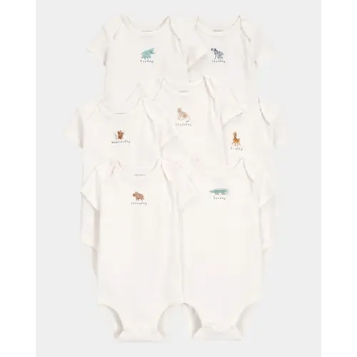 Baby 7-Pack Days Of The Week Short-Sleeve Cotton Bodysuits - Ivory - Carter's | Carter's
