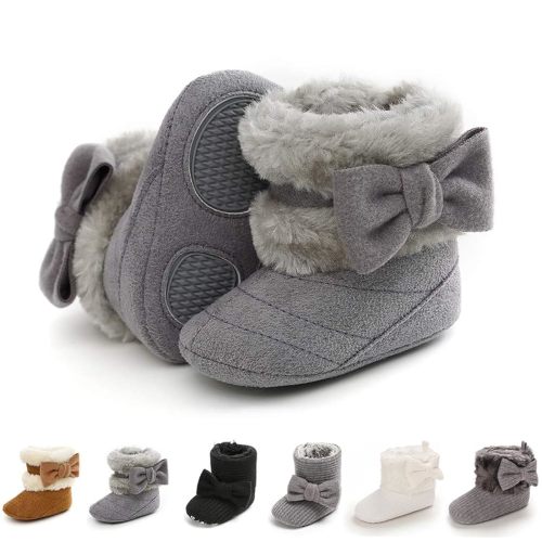 E-FAK Baby Boy Girl Boots Newborn Shoes Winter Snow Bowknot Anti-Slip Soft Sole Warm Infant Toddler Prewalker Booties