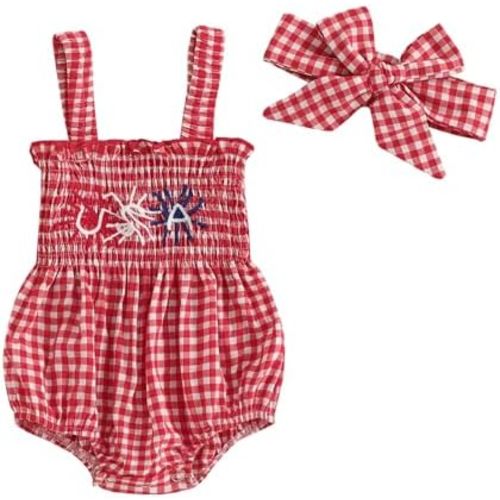 Fourth of July Baby Girl Outfit USA Bubble Romper Tutu Dress Skirts Toddler Infant My First 4th of July Outfits Clothes