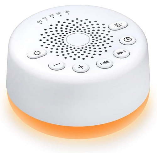 Easysleep Sound White Noise Machine with 25 Soothing Sounds and Night Lights with Memory Function 32 Levels of Volume and 5 Sleep Timer Powered by AC or USB for Sleeping Relaxation (White)