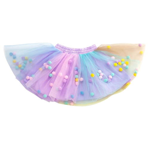 Youmylove Girls Tutu Skirt Layered Tulle Princess Skirt With Puff Balls For Little Girls Birthday Skirtes For Girls Rainbow Tutu Ballet Skirt Cute Design
