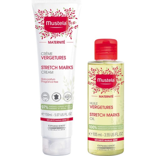 Mustela® Stretch Marks Cream & Stretch Marks Oil Duo, White