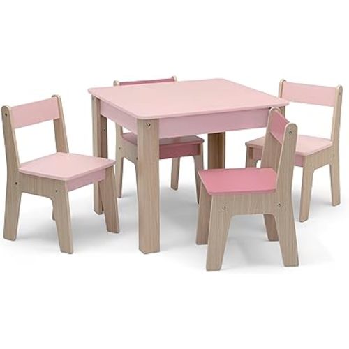 GAP GapKids Table and 4 Chair Set - Greenguard Gold Certified, Blush/Natural
