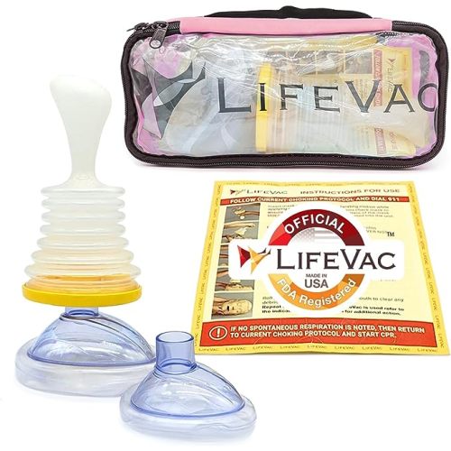 LifeVac Pink Travel Kit - Portable Suction Rescue Device, First Aid Kit for Kids and Adults, Portable Airway Suction Device for Children and Adults