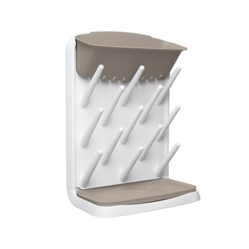 Ubbi Vertical Baby Bottle Drying Rack, Countertop Drying Rack Baby Accessory, Taupe