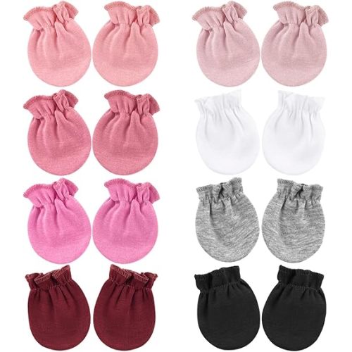BQUBO Newborn Infant Toddler Mittens No Scratch Cotton Elastic Wrist Gloves Hypoallergenic for 0-6 Months Baby Boys Girls