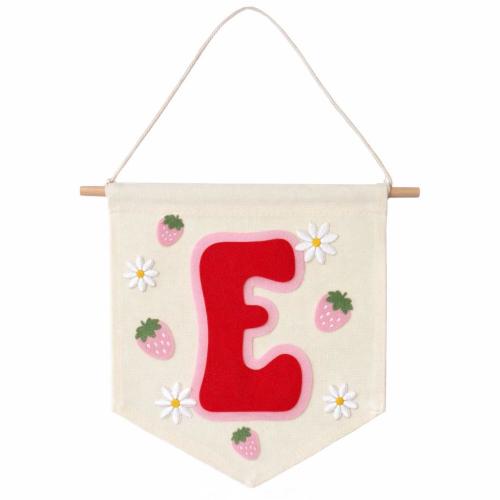 Custom Strawberry Daisy Name Banner for Kids | Personalized Pennant | Nursery Playroom Bedroom Wall Decor | Baby Shower Birthday Gift