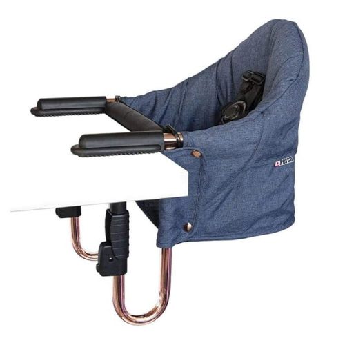 Guzzie+Guss Portable Clip on High Chair for Baby Seat - Folding and Easy Setup for Travel, Home, Restaurants, Picnics - Machine Washable Fabric - Copper Blue