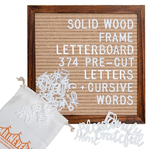 Burlap Letter Board Farmhouse Decor 10x10 Inch - Interchangeable Letter Board Classroom Decor, Farmhouse Office Decor, Farmhouse Letterboard Custom Signs Home Decor Pregnancy Announcement, Farm Décor