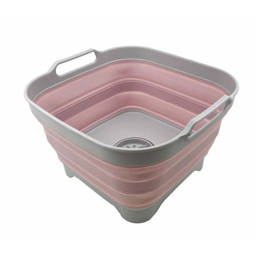 SAMMART 10L (2.64 Gallon) Collapsible Dishpan with Draining Plug - Foldable Washing Basin - Portable Dish Washing Tub - Space Saving Kitchen Storage Tray