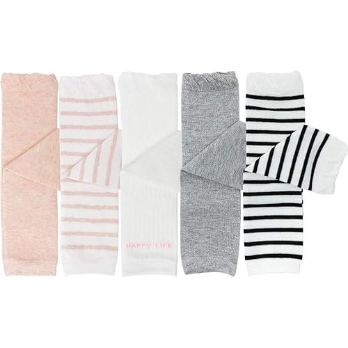 Bowbear 5 Pair Baby and Toddler Leg Warmers, Happy Legs Pink & Gray